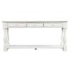 TREXM Console Table 64&quot; Long Sofa Table Easy Assembly with Drawers and Shelf for Entryway; Hallway; Living Room (Antique White)