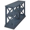 TREXM Console Table with 3-Tier Open Storage Spaces and 'X' Legs; Narrow Sofa Entry Table for Living Room; Entryway and Hallway (Navy Blue)