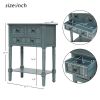 TREXM Narrow Console Table; Slim Sofa Table with Three Storage Drawers and Bottom Shelf for Living Room; Easy Assembly (Navy)