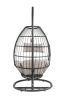 Oldi Patio Hanging Chair with Stand; Beige Fabric & Black Wicker