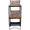 TREXM Rustic Industrial Design Demilune Shape Textured Metal Distressed Wood Console Table (Distressed Brown)