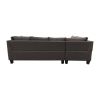 Three Piece  sofa  with  Three-seat sofa;  one  Left  chaise lounge;  one storage ottoman;  seven back cushions two throw pillows (BROWN)