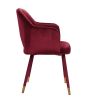 Applewood Accent Chair; Bordeaux-Red Velvet & Gold