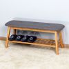 Living Room Bamboo Bench Entryway Shoe Rack 39.3 x 12 x 17.3 inch