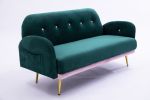 [New+Video]2156 sofa includes 2 pillows 58" green velvet sofa for small spaces