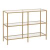 39.4' Console Table; Tempered Glass Sofa Table; Modern Entryway Table; Metal Frame; Easy to Assemble; for Living Room; Hallway; Gold Color