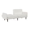 Futon Sofa bed For Living Room with Solid Wood Leg in White Fabric