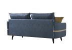 72 inch Sofa Couch; Mid-Century 3-Seat Tufted Love Seat for Living Room; Bedroom; Office; Apartment; Dorm; Studio and Small Space; 2 Pillows Included(