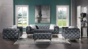 Grey Elegant Velvet Living Room Sofa