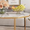 Marble Coffee Table End table 12-gon Shape; 25.6 " White Artificial Marble Top and Black Metal Legs can be used in living room; outdoor; anti-tip.(whi