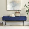 Contemporary Style Bedroom Velvet Upholstered Bench; Blue; ( 45'' x13''x 17'')