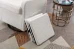 New Teddy Fabric Material Swivel Rocking Accent Leisure Chair With Folding Or Storage Ottoman Footrest; White