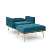 Recline Sofa Chair with Ottoman; Two Arm Pocket and Wood Frame include 1 Pillow; Teal (40.5&rdquo;x33&rdquo;x32&rdquo;)