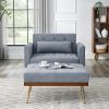 Recline Sofa Chair with Ottoman; Two Arm Pocket and Wood Frame include 1 Pillow; Grey (40.5&rdquo;x33&rdquo;x32&rdquo;)