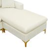 Sectional Sofa with Ottoman; L-Shape Elegant Velvet Upholstered Couch with 2 Pillows for Living Room Apartment