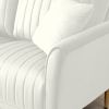 Cream White 2 Seater Loveseat Sofa Couch w/Pillows and Metal Legs; Upholstered Modern Love Seats Furniture for Bedroom; Office; Small Space; Apartment