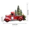 Christmas Vintage Red Truck Toy with Mini Christmas Trees Car Ornament Old Red Metal Pickup Truck Car Model for Christmas Decor