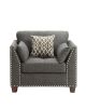 Laurissa Chair &amp; 3 Pillows in Light Charcoal Linen 52407