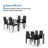 5 Pieces Dining Table Set for 4; Kitchen Room Tempered Glass Dining Table ; 4 Faux Leather Chairs