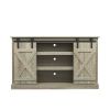 Farmhouse Sliding Barn Door TV Stand for TV up to 65 Inch Flat Screen Media Console Table Storage Cabinet Wood Entertainment Center Sturdy; Gray