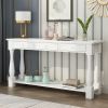 Console Table for Entryway Wood Sofa Table with Storage Drawers and Bottom Shelf for Hallway Living Room White Color