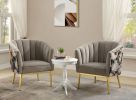 Colla Accent Chair; Gray Velvet &amp; Gold 59816