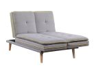 Savilla Adjustable Sofa; Gray Linen & Oak Finish 57164