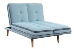 Savilla Adjustable Sofa; Blue Linen &amp; Oak Finish 57162