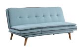 Savilla Adjustable Sofa; Blue Linen &amp; Oak Finish 57162