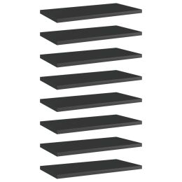 vidaXL Bookshelf Boards 8 pcs High Gloss Black 15.7"x7.9"x0.6" Engineered Wood