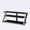 Black TV Stand for 60" Flat Screen TV with Tempered Glass Shelves