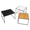 Set of 3 Mirror Top Nesting Coffee Table End/Side Table Set in Black Steel Tube