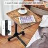 Side End Tables with Rolling Casters; C Shaped Table for Living Room;  Bedroom; Brown