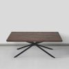 Rectangular Wooden Coffee Table with Boomerang Legs; Natural Brown Sonoma and Black; DunaWest