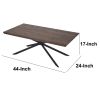 Rectangular Wooden Coffee Table with Boomerang Legs; Natural Brown Sonoma and Black; DunaWest