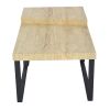 Rectangular Wooden Coffee Table with Metal Frame; Oak Brown and Black; DunaWest