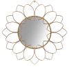 Round Metal Decor Wall Mirror with Oval Motif; Brown and Gold; DunaWest