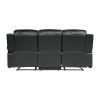 Comfortable Double Reclining Sofa 1pc Black Bonded Leather Match Solid Wood Plywood Frame Living Room Furniture