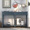 TREXM Console Table Sofa Table Easy Assembly with Two Storage Drawers and Bottom Shelf for Living Room; Entryway (Antique Navy)