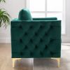 Modern Velvet Armchair Tufted Button Accent Chair Club Chair with Steel Legs for Living Room Bedroom; Green