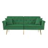 Modern Velvet Tufted Sofa Couch with 2 Pillows and Nailhead Trim; Loveseat Sofa Futon Sofa Bed with Metal Legs for Living Room.