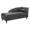 PU Chaise Lounge Chair with one Pillow for Living Room. Rubber Wood Legs. Pewter (27.5'x64'x32')