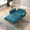 Recline Sofa Chair with Ottoman; Two Arm Pocket and Wood Frame include 1 Pillow; Teal (40.5&rdquo;x33&rdquo;x32&rdquo;)