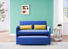 2120 Sofa Pull Out Bed Included Two Pillows 54&quot; Blue Velvet Sofa for Small Spaces