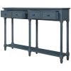 TREXM Console Table Sofa Table Easy Assembly with Two Storage Drawers and Bottom Shelf for Living Room; Entryway (Antique Navy)