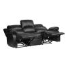 Comfortable Double Reclining Sofa 1pc Black Bonded Leather Match Solid Wood Plywood Frame Living Room Furniture