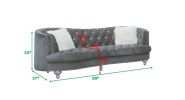 Afreen Button Tufted Sofa Finished with Velvet Fabric Upholstery in Gray