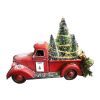 Christmas Vintage Red Truck Toy with Mini Christmas Trees Car Ornament Old Red Metal Pickup Truck Car Model for Christmas Decor