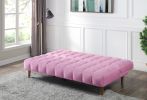 Yolandi Adjustable Sofa; Pink Velvet &amp; Dark Walnut Finish 57200