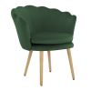 Vanbow.Shell shaped velvet fabric armchair; living room bedroom Green